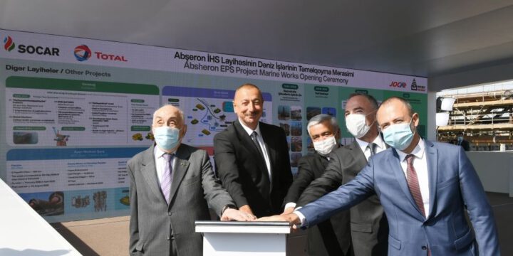 Prezident İlham Əliyev “Abşeron” Yatağının Dəniz Əməliyyatlarının Təməlqoyma Mərasimində Iştirak Edib