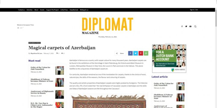 “Diplomat Magazine”: Azərbaycanin Sehrli Xalçalari