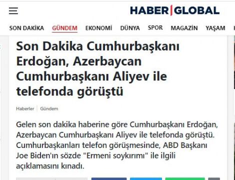Türkiyə mediası iki qardaş ölkə prezidentlərinin telefon danışığını geniş işıqlandırıb