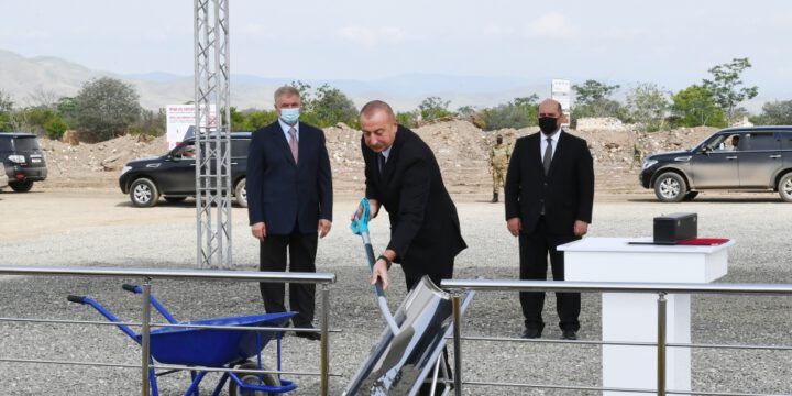 Azərbaycan Prezidenti Ağdam şəhərində inşa olunacaq ilk yaşayış binasının təməlini qoyub