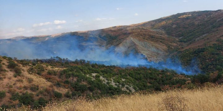 FHN: İsmayıllıda dağlıq ərazidə 5 ha sahədə quru ot və kol-kos yanır