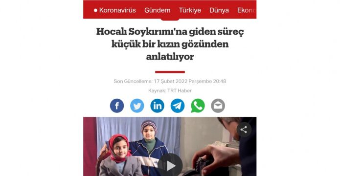 “TRT” xəbər Xocalı soyqırımının 30-cu ildönümü ilə əlaqədar xüsusi videomaterial hazırlayıb