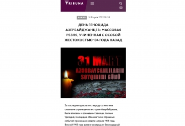 Moldovanın nüfuzlu KİV-ləri 31 Mart – Azərbaycanlıların Soyqırımı Günü ilə bağlı bir sıra məqalələr dərc edib