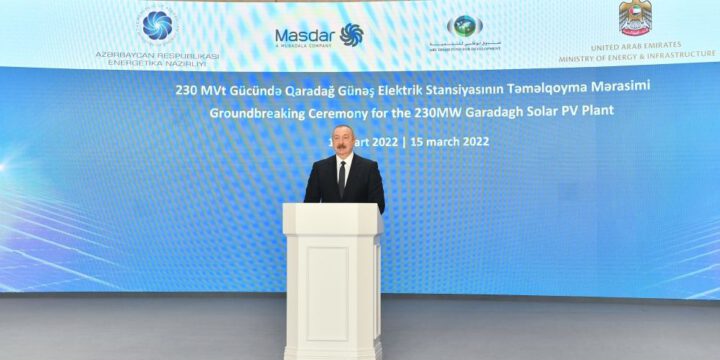 Prezident İlham Əliyev Qaradağ Günəş Elektrik Stansiyasının təməlqoyma mərasimində iştirak edib