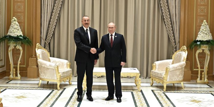 Azərbaycan Prezidenti İlham Əliyevin Aşqabadda Rusiya Prezidenti Vladimir Putin ilə görüşü olub
