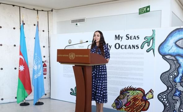 Heydər Əliyev Fondunun vitse-prezidenti Leyla Əliyeva Cenevrədə “Mənim dənizlərim, mənim okeanlarım” sərgisinin açılışında iştirak edib