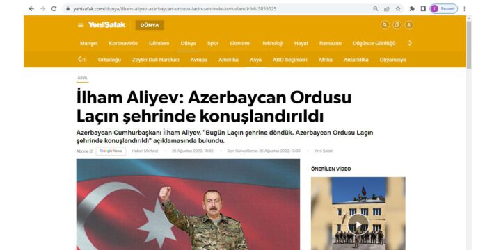 Türkiyənin nüfuzlu “Yeni Şafak” qəzeti azərbaycanlıların Laçın şəhərinə qayıtmasından yazıb