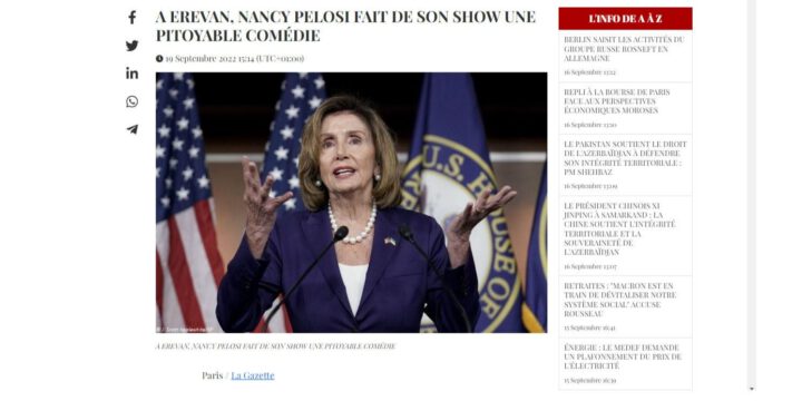 Fransa mətbuatı: Pelosinin İrəvana səfəri bölgədə sülhün və sabitliyin bərqərar olması üçün atılan addımlara xidmət etmir