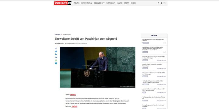 Avstriya mətbuatı Ermənistan hakimiyyətində anti-Rusiya isterikası barədə məqalə dərc edib