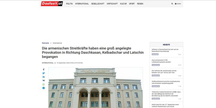 Avstriya mətbuatı Ermənistanın Azərbaycana qarşı təxribatları barədə xəbər dərc edib