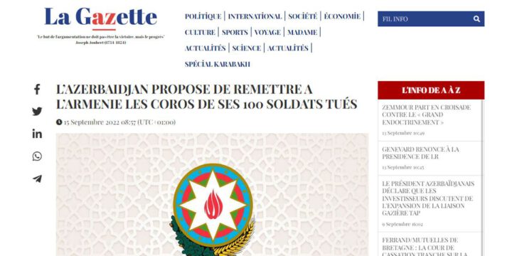 Fransa mətbuatı Azərbaycanın 100-ə qədər Ermənistan hərbçisinin cəsədini qarşı tərəfə təhvil verməyə hazır olmasından yazıb