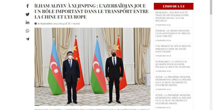 Fransa mətbuatı Azərbaycanla Çin arasındakı strateji tərəfdaşlığın inkişaf etməsindən yazıb