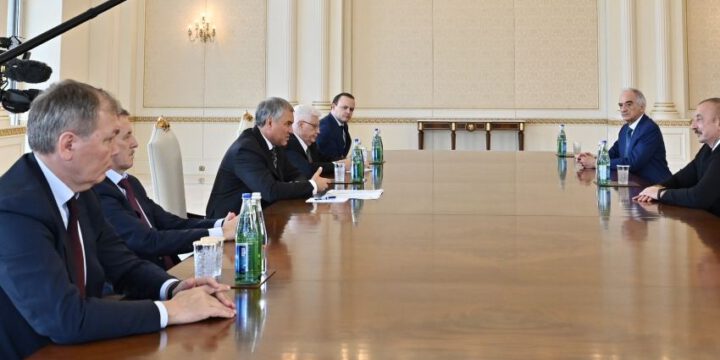 Prezident İlham Əliyev Rusiya Dövlət Dumasının Sədrinin başçılıq etdiyi nümayəndə heyətini qəbul edib