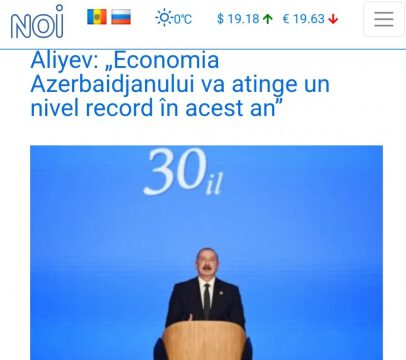 Moldova mətbuatı Prezident İlham Əliyevin YAP-ın yaradılmasının 30 illiyi münasibətilə keçirilən tədbirdəki çıxışına geniş yer ayırıb