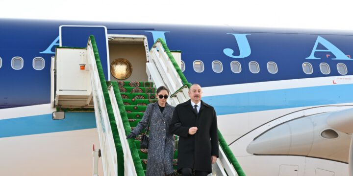 President Ilham Aliyev arrived in Turkmenistan for working visit