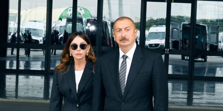 President Ilham Aliyev and First Lady Mehriban Aliyeva lit Novruz bonfire together with residents of Hasanriz village in Aghdara