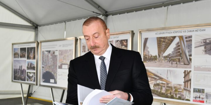 Construction of a number of infrastructure facilities at Central Park Quarter of Baku White City completed. President Ilham Aliyev viewed works done here, and laid foundation stone for Karabakh Horses Complex 