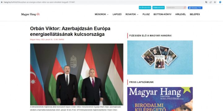 Macarıstan mətbuatı: Azərbaycan Avropa üçün enerji resurslarının əsas təchizatçısıdır