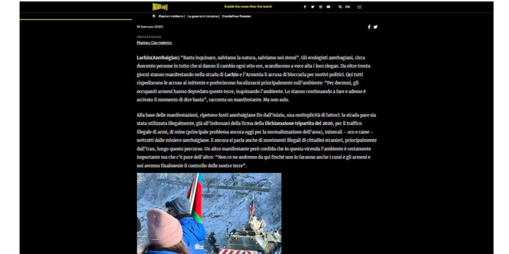 Blokada və ya humanitar fəlakətdən söhbət gedə bilməz – İtaliya nəşri Laçın yolundakı aksiyadan yazıb