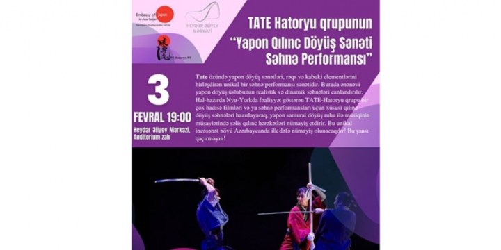 Yaponiyanın “TATE-Hatoryu” qrupu Heydər Əliyev Mərkəzində performans göstərəcək