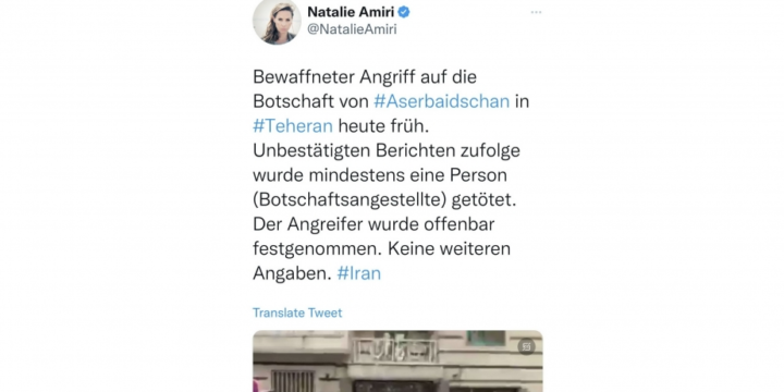 Almaniyalı reportyor Tehrandakı terror aktı barədə ilk məlumat yayanlardan olub