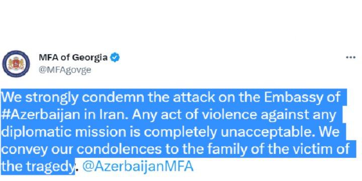 Georgian Foreign Ministry condemns armed attack on Azerbaijan`s Embassy in Tehran