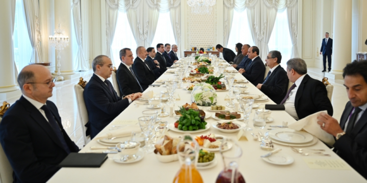 Dinner was hosted on behalf of President Ilham Aliyev in honor of President of Egypt Abdel Fattah El-Sisi