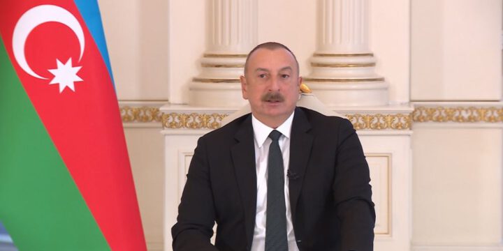 President Ilham Aliyev is being interviewed by local TV channels