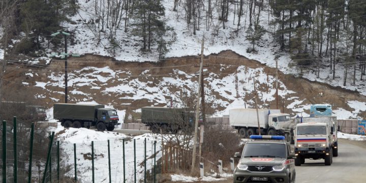 Russian peacekeepers` vehicles passed freely along Lachin-Khankendi road
