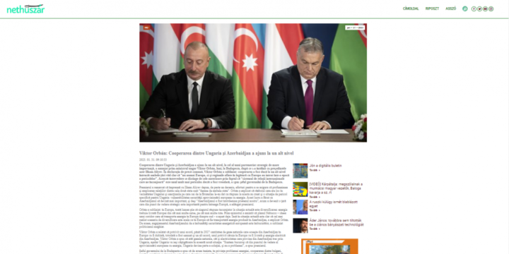 President Ilham Aliyev’s visit to Hungary in Romanian media spotlight