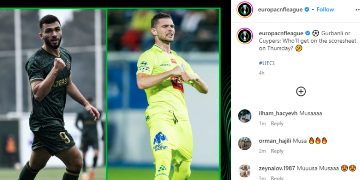 UEFA “Qarabağ”ın hücumçusu Musa Qurbanlı ilə bağlı paylaşım edib
