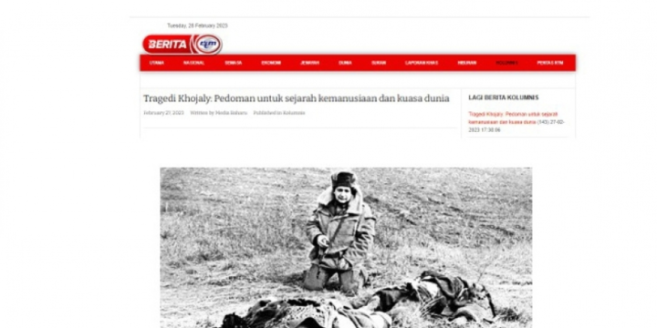 Malayziya saytında Xocalı soyqırımı barədə məqalə yerləşdirilib