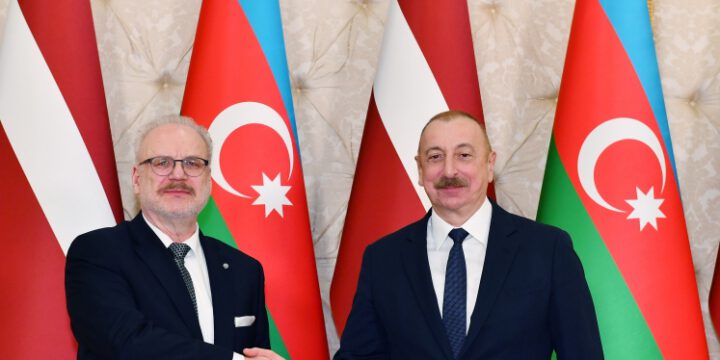 Presidents of Azerbaijan and Latvia made press statements