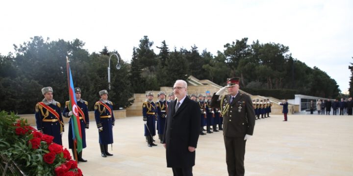 Latvian President Egils Levits pays respect to Azerbaijani martyrs