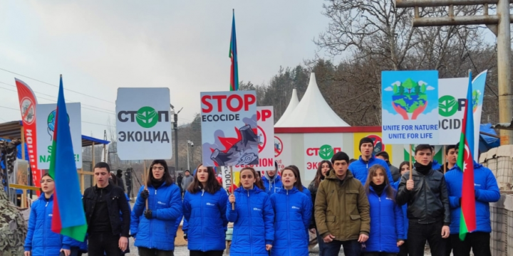 Peaceful protest of Azerbaijani eco-activists on Lachin-Khankendi road enters 82nd day