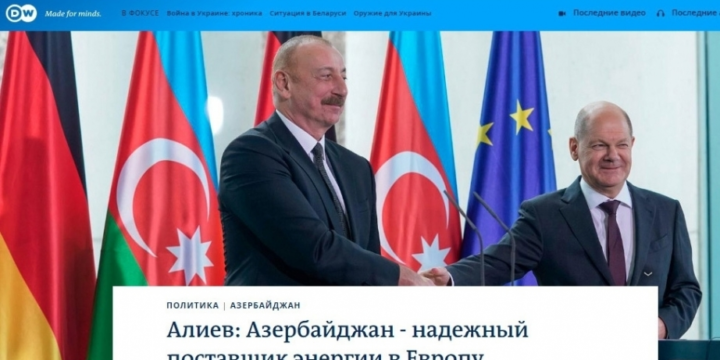 Almaniyanın “Deutsche Welle” nəşrində Azərbaycanın Avropanın enerji təhlükəsizliyində rolundan bəhs edilib
