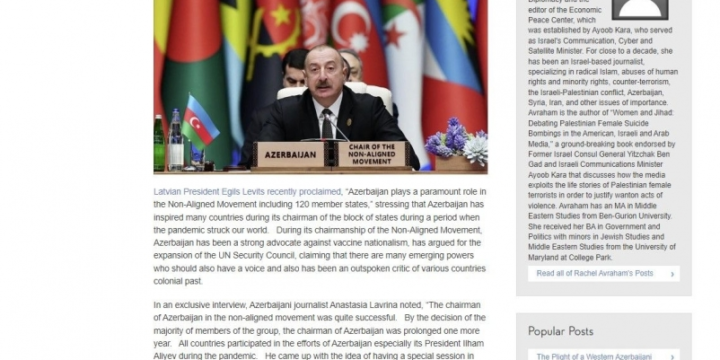 ABŞ mətbuatı Azərbaycanın Qoşulmama Hərəkatındakı rolundan yazıb