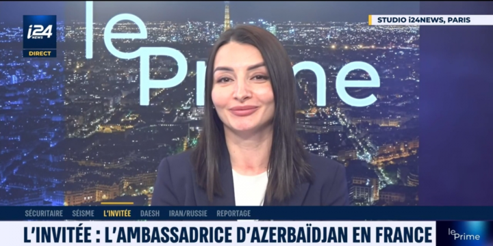 Azerbaijani ambassador Leyla Abdullayeva gives interview to I24news French TV channel