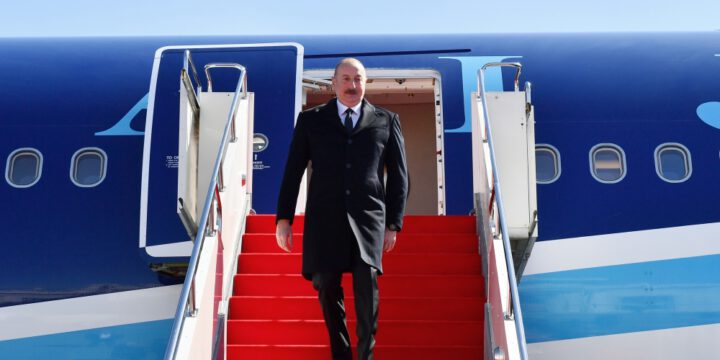 President Ilham Aliyev arrived in Kazakhstan for official visit