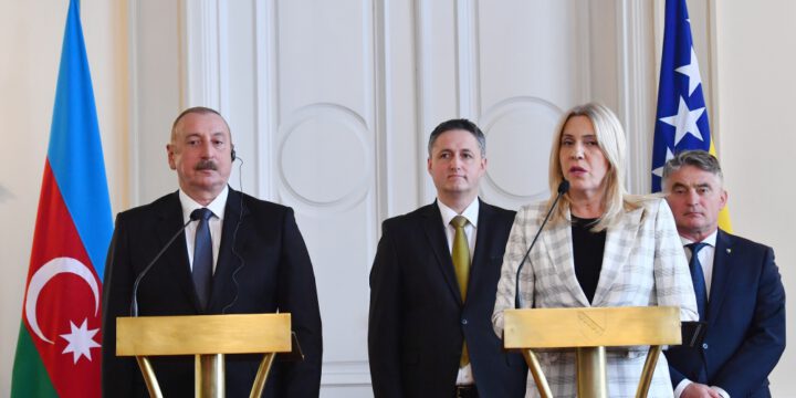 President of Azerbaijan Ilham Aliyev and Chairwoman of Presidency of Bosnia and Herzegovina Željka Cvijanović made press statements