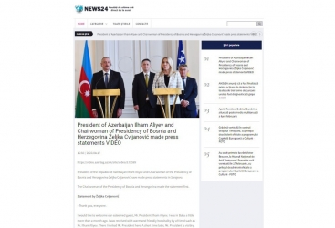 Rumıniya portalı Prezident İlham Əliyevin Bosniya və Herseqovinaya səfəri barədə məqalə yayıb