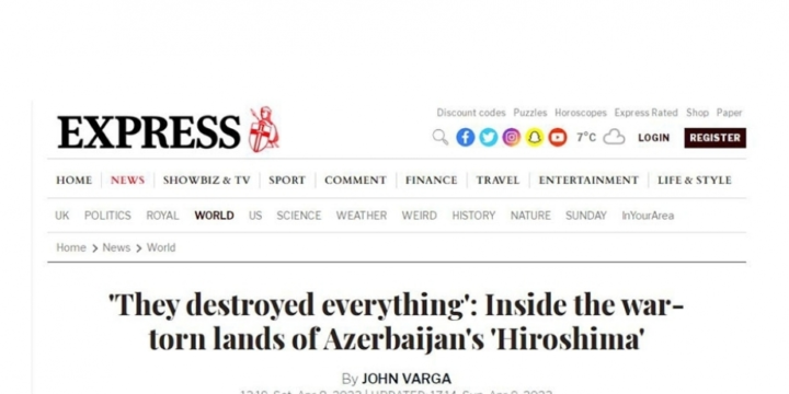 Britaniya nəşrində Azərbaycanın dağıdılmış məzarlıqları və şəhərləri barədə məqalə dərc edilib