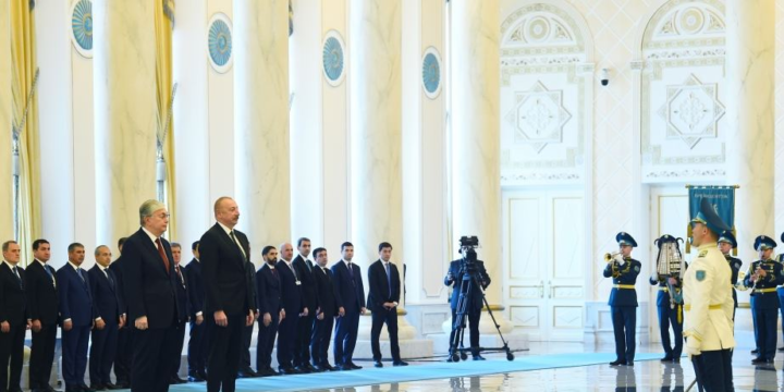 Prezident İlham Əliyevin Astanada rəsmi qarşılanma mərasimi olub