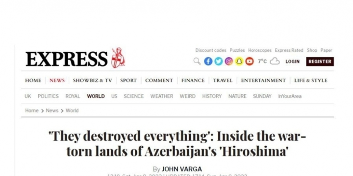 British news portal posts article on Azerbaijan`s destroyed cemeteries and cities