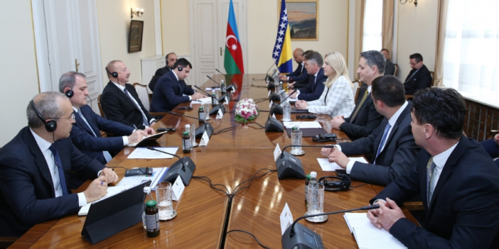 President Ilham Aliyev`s expanded meeting with Chairwoman and members of Presidency of Bosnia and Herzegovina started in Sarajevo