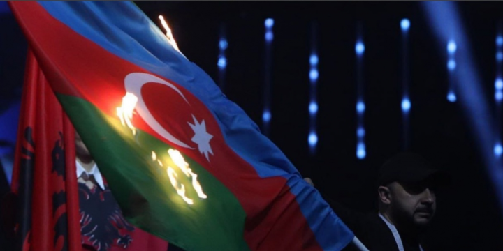 Azerbaijani flag burned during opening ceremony of European Weightlifting Championship in Armenia