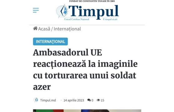 Moldovan media outlets condemn torture and inhuman treatment against an Azerbaijani soldier by Armenians