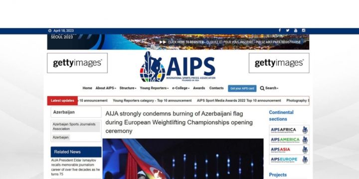 Beynəlxalq İdman Mətbuatı Assosiasiyası İrəvandakı barbar aktını kəskin şəkildə pisləyib