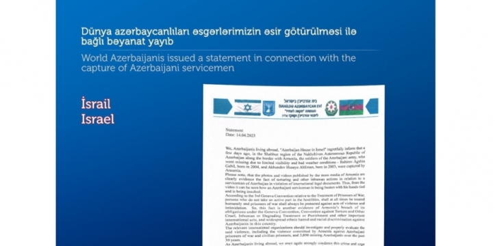 “Azerbaijani House in Israel” international association called int’l community to assess the Armenia’s violence