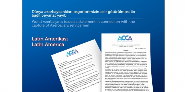 Amerika Azərbaycanlılarının Koordinasiya Şurası hərbi qulluqçularımızın azad edilməsini tələb edir